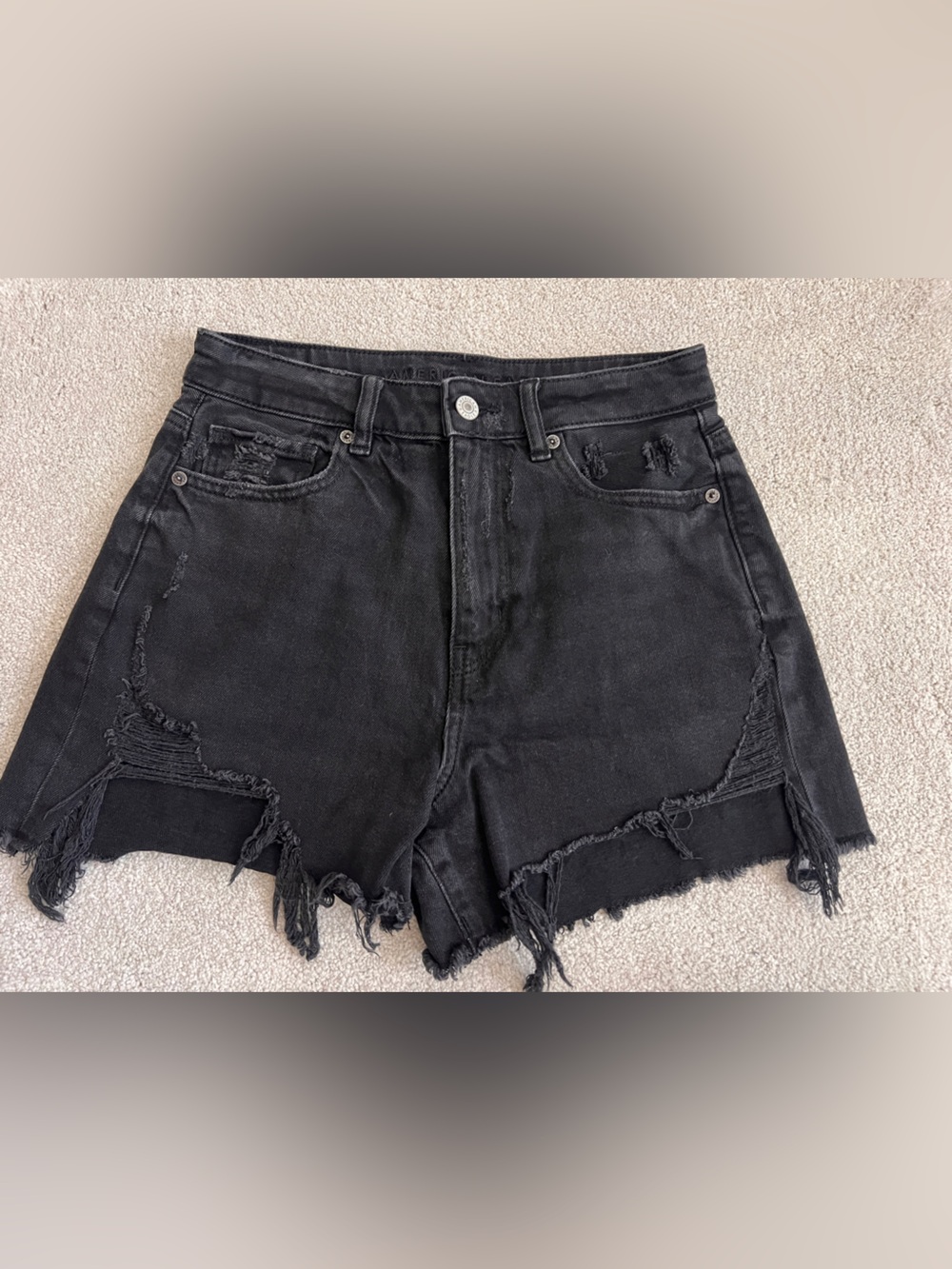 American Eagle Black Distressed Cutoff Denim Shorts — Size 4